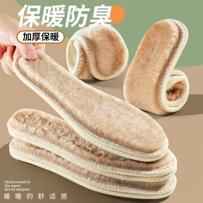 Winter felt insoles with plush lining, thick and warm, super soft, odor-resistant, breathable, and sweat-absorbent for snow boots.