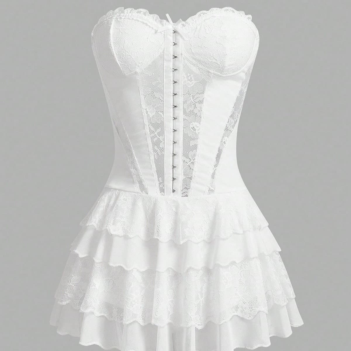 Sexy White Lace Pure Desire Slimming Camisole Corset Dress Vest Bustier Bodycon Dress Push-up Tummy Control