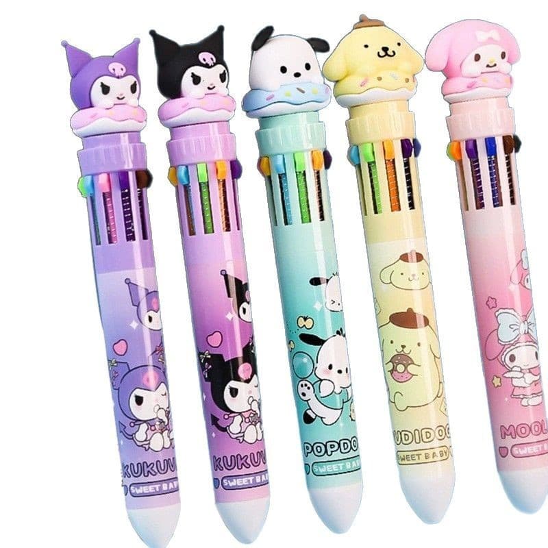 Multi-Color Retractable Ballpoint Pen, Press-Type Colorful Multifunctional Pen for Student Journaling, Creative Journal Pen