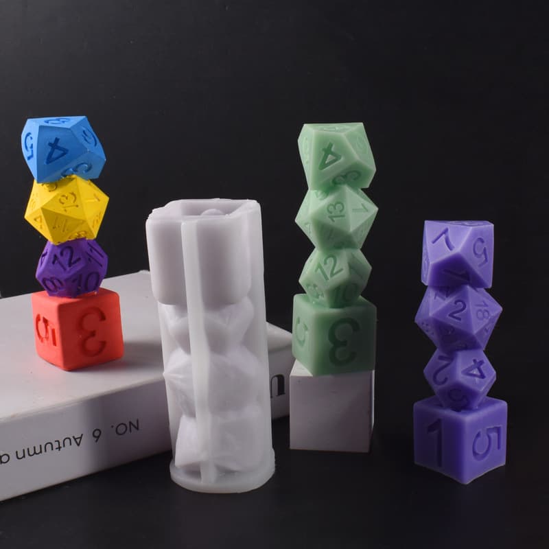 Stacking Number Dice Mold Dungeon Fighter Dice Candle Mold Plaster Dice Decoration Silicone Mold