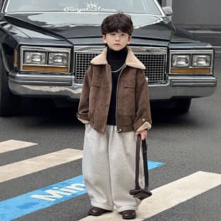 Boys Faux Fur Collar Jacket 2025 Autumn Winter New Quilted Thick Leather Coat Cool Trend Drop Shipping