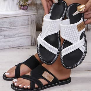Export Large Size European American Fashion Breathable Mesh Peep Toe Women's Sandals Non-Slip Wear-Resistant Soft Sole Casual Beach Slippers