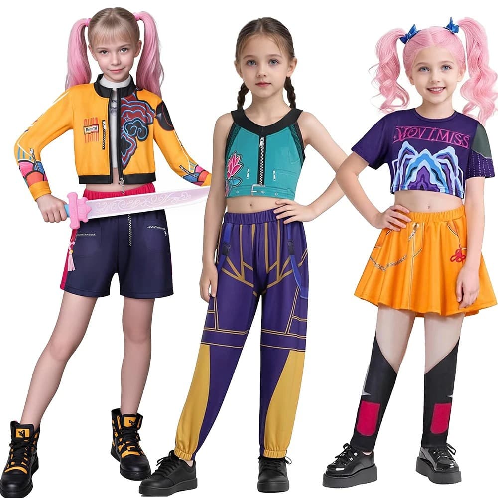 New Cross-Border Demon Hunter Girl Group Cosplay Costume for Girls, Devil Hunter KPOP Pop Singer Halloween Costume