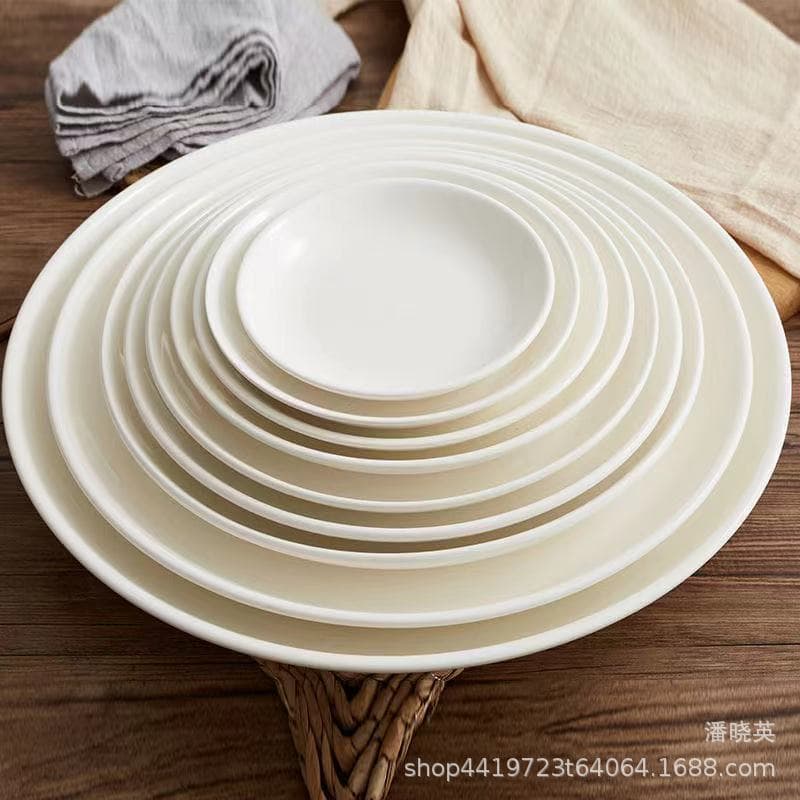 Pure White Ceramic Round Tray Hot Pepper Fish Head Large Plate Restaurant Cold Dish Modern Simple Style Microwave Safe Dinnerware