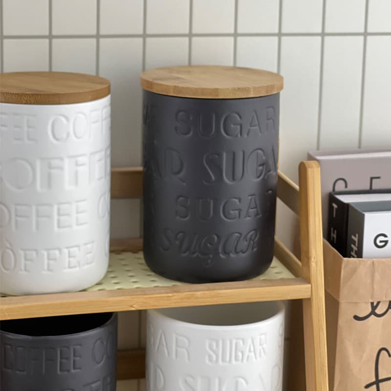 Nordic Ceramic Tea Canister Airtight Moisture-Proof Storage Jar for Kitchen, Tangerine Peel, Coffee Beans, Sugar