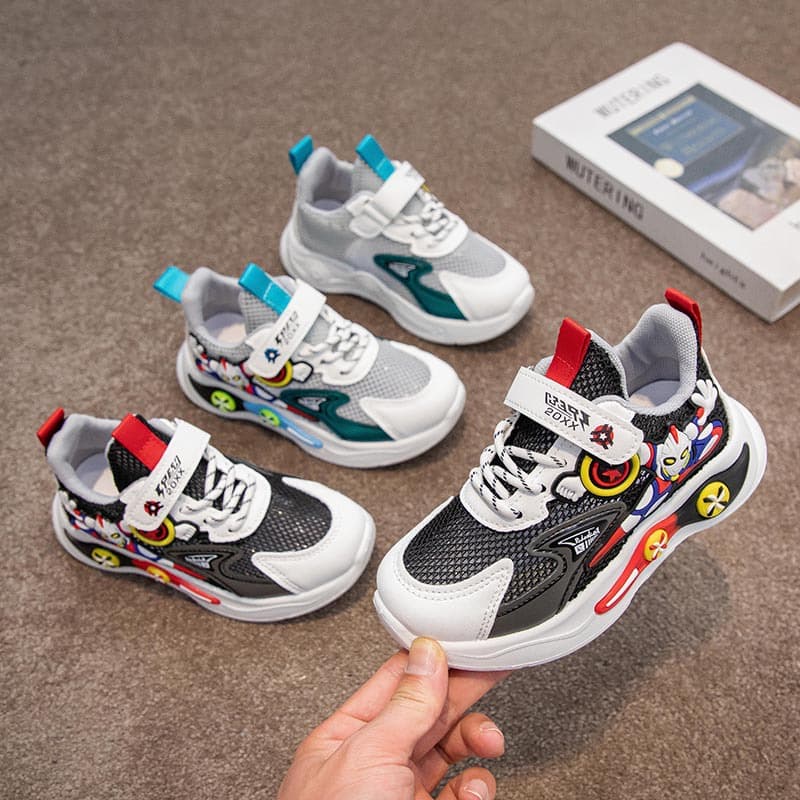 Boys' Shoes 2026 Spring/Summer New Children's Cartoon Sneakers Breathable Mesh Soft Sole Toddler Sports Shoes