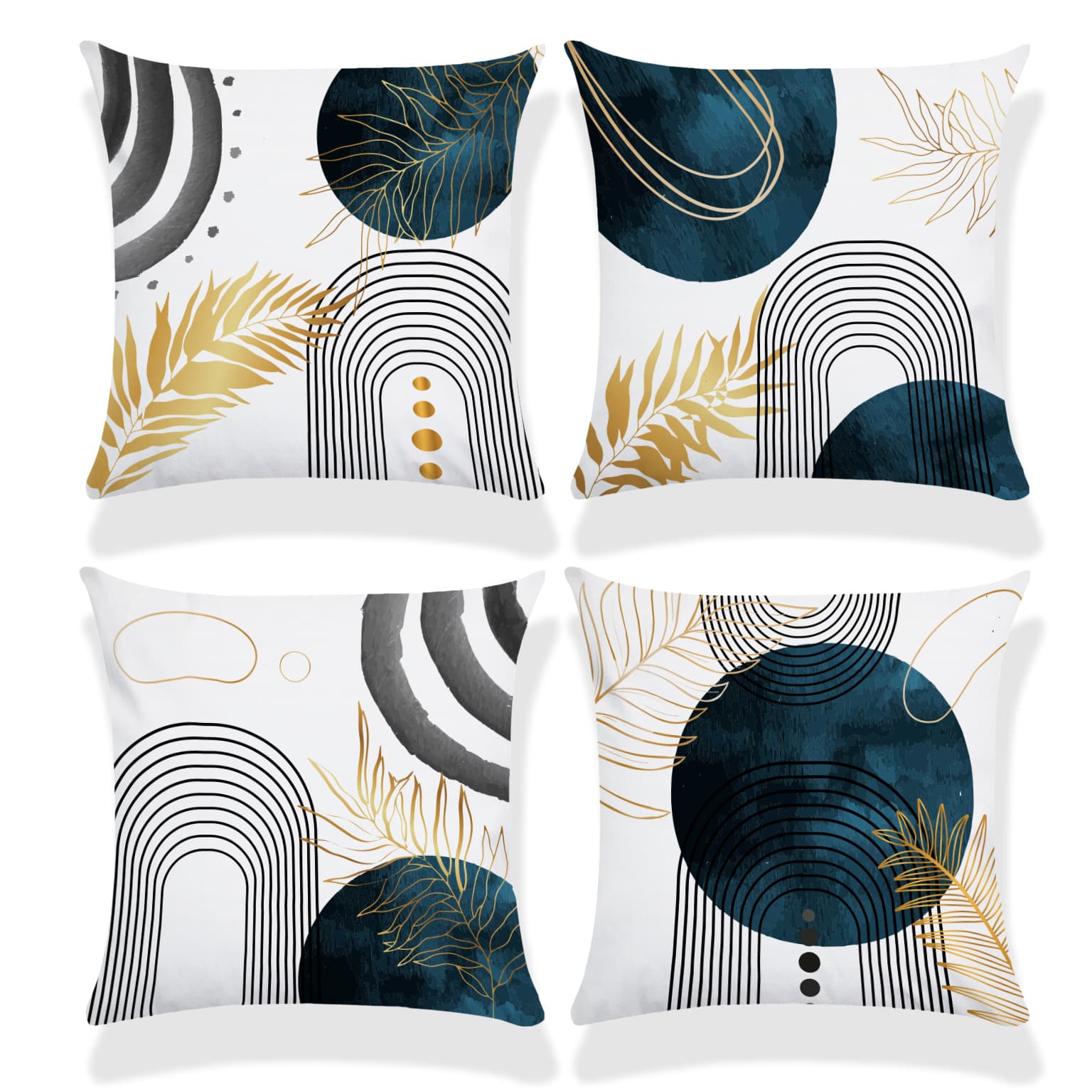Blue and Gray Bohemian Pillow Cover, Mid-Century Modern Decor, Abstract Geometric Pillow Cover for Sofa Bed Living Room