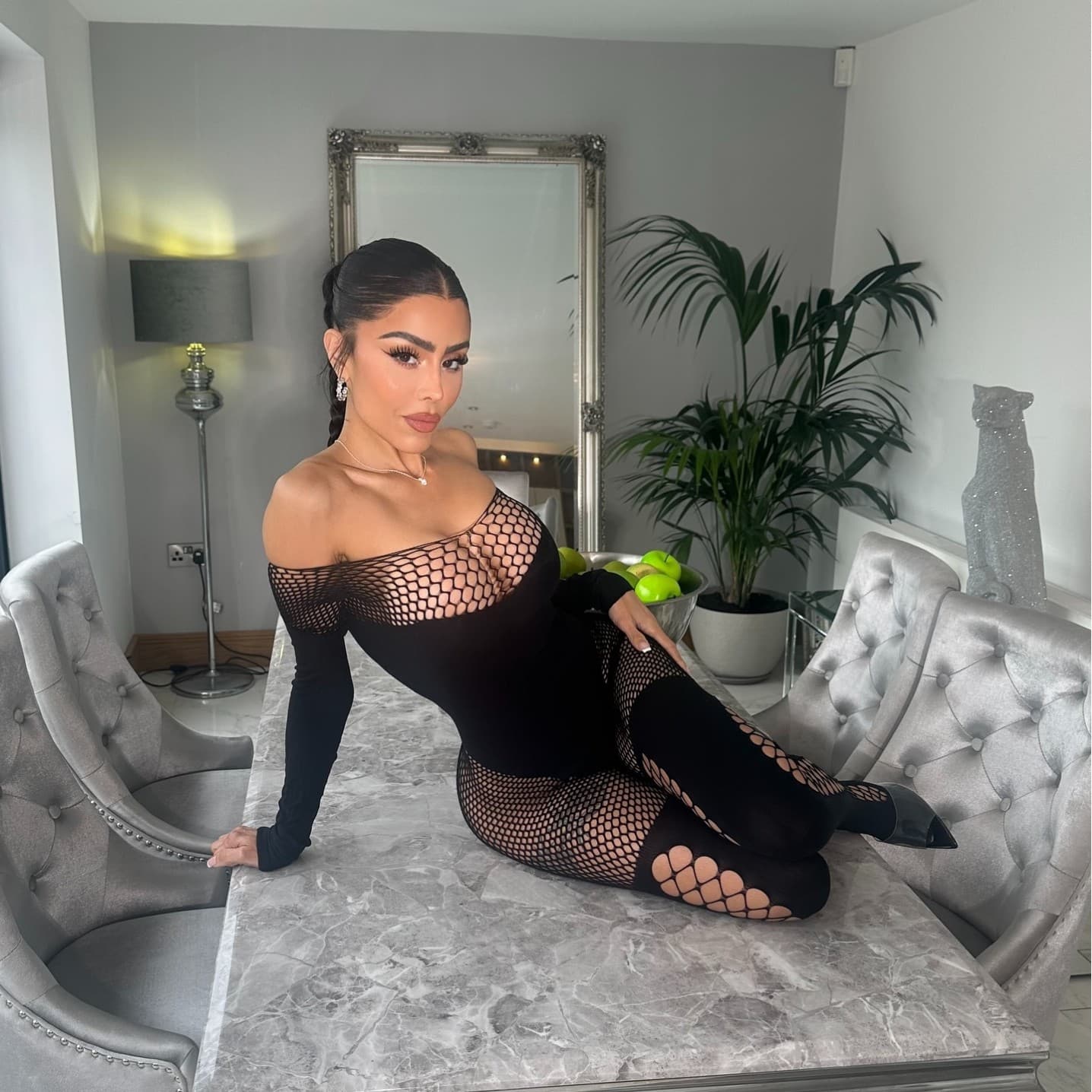 110g Thick Cross-border New Hollow Mesh One-Shoulder Bodysuit See-Through Sexy Mesh Dress Slimming Lingerie