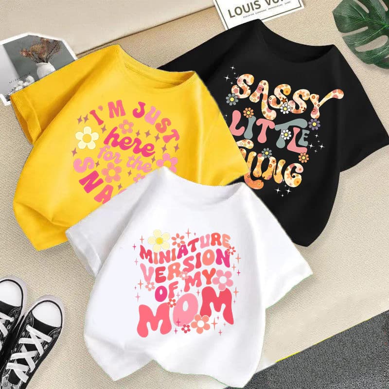 Summer Kids Fashion T-Shirt Cotton Girls Short Sleeve 2026 New Stylish Baby Cartoon Print Half Sleeve Korean Style Children's Clothing