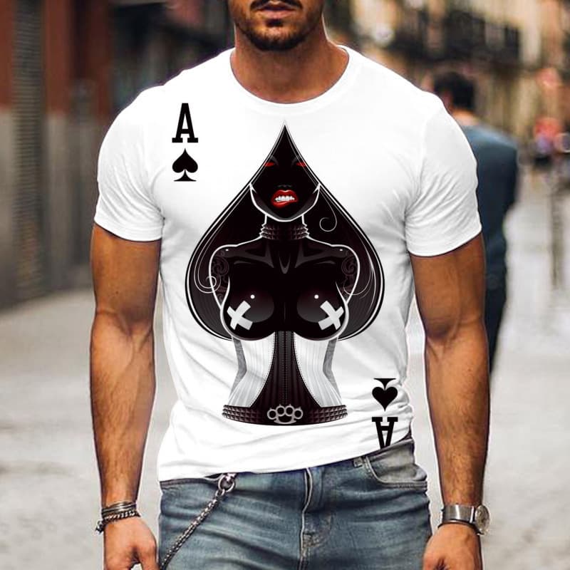 Summer new playing card 3D printed short-sleeved men's sports and leisure short-sleeved T-shirt