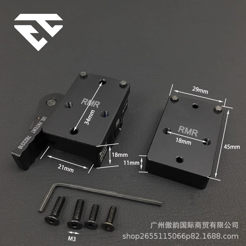 GLOCK RMR Raised Quick-Release Engraved Mount 20mm Rail Slot Protective Bracket