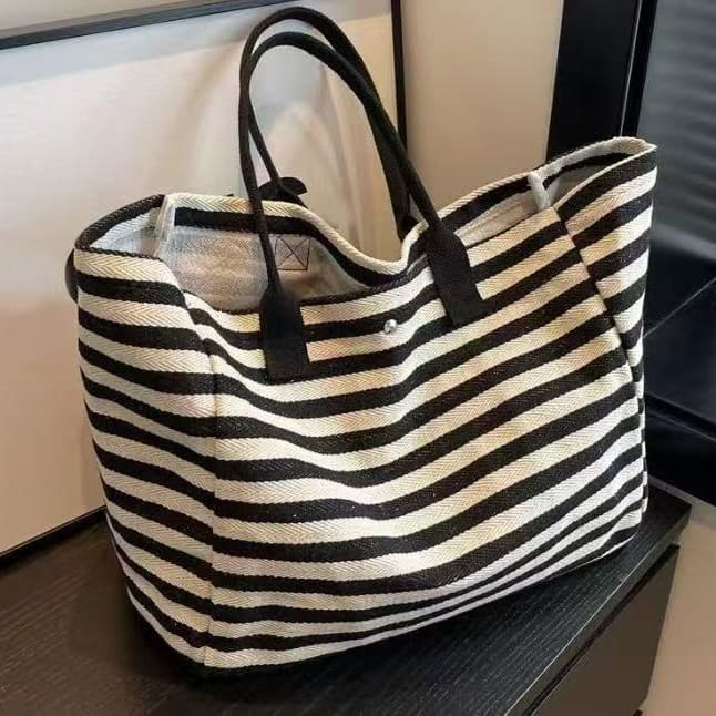 2024 Stripe Commuter Tote Maternity Canvas Bag Women Bag Large Capacity New Style Handbag Shoulder Bag Large Capacity YG
