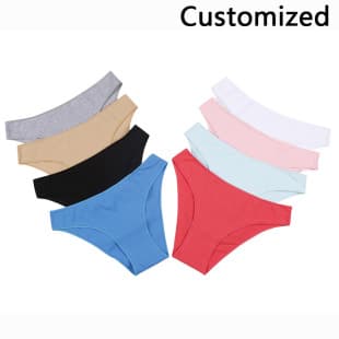 Custom Solid Color Mid-Rise Cotton Panties for Women, Cross-Border Supply, Seamless Triangle Panties