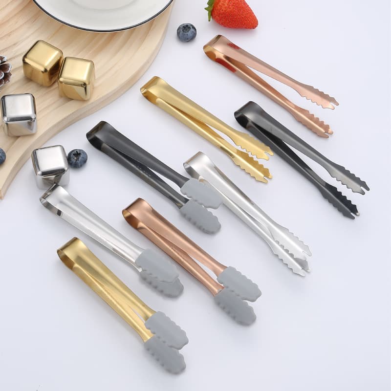 304 stainless steel silicone food tongs dessert tongs ice tongs ice cube tongs sugar cube tongs ice cube tongs