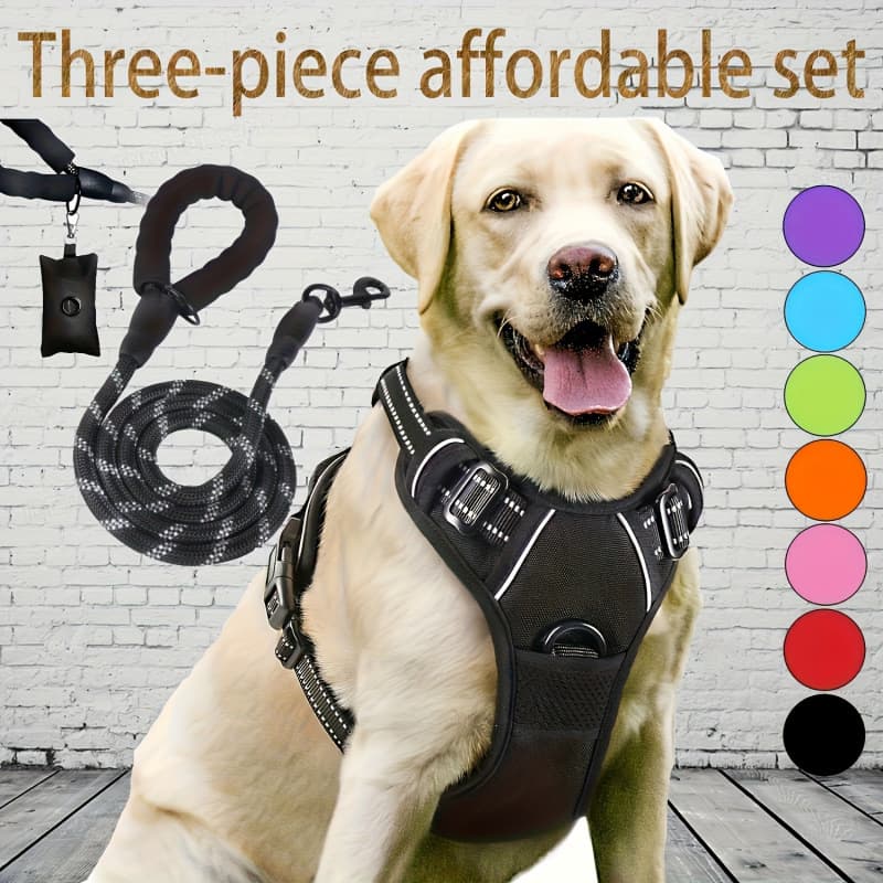 2026 New Cross-Border Dropshipping 3-Piece Anti-Escape Dog Leash Poop Bag Dispenser Set