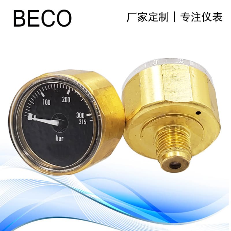 Factory Direct 28mm Mini Pressure Gauge 350bar Airgun Pressure Gauge Copper Shell M10*1 Thread