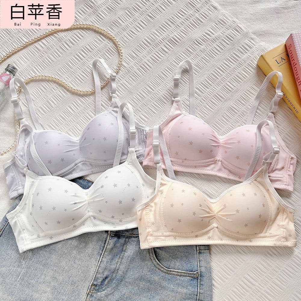 Star Rain Quality Version Wire-Free Sweet Breathable Bra for Women, Student Comfort Bra, Thin Cup Sexy Teen Bra
