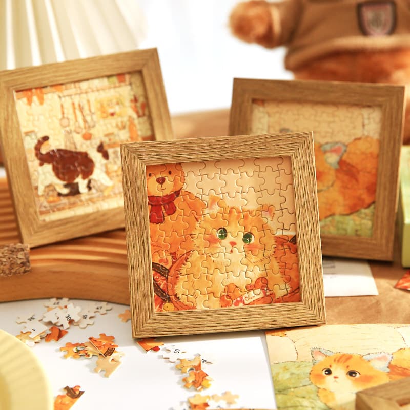 Mr. Paper 5-inch Puzzle Gift Box, Kitten Radio Series, Cute Animal Illustration Desktop Puzzle Ornament