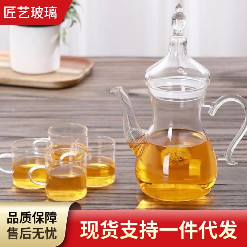 High-Temperature Resistant Glass Tea Kettle Arabic Coffee Pot Thickened Heat-Resistant Large Capacity Tea Infuser Flower Tea Pot Water Boiler