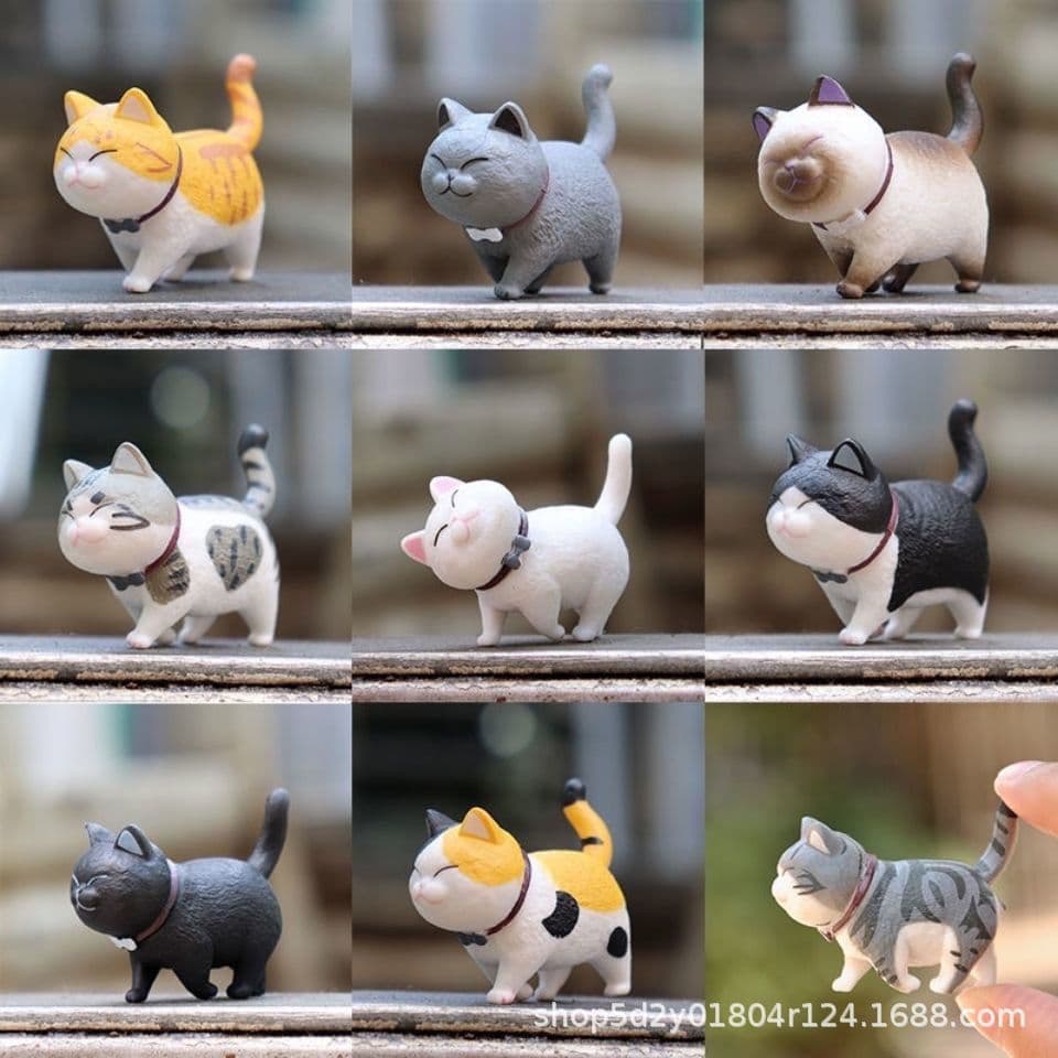 Cute Kitten Doll Ornament 9 Styles Bell Cheese Cat Figurine Toy Desktop Car Decor