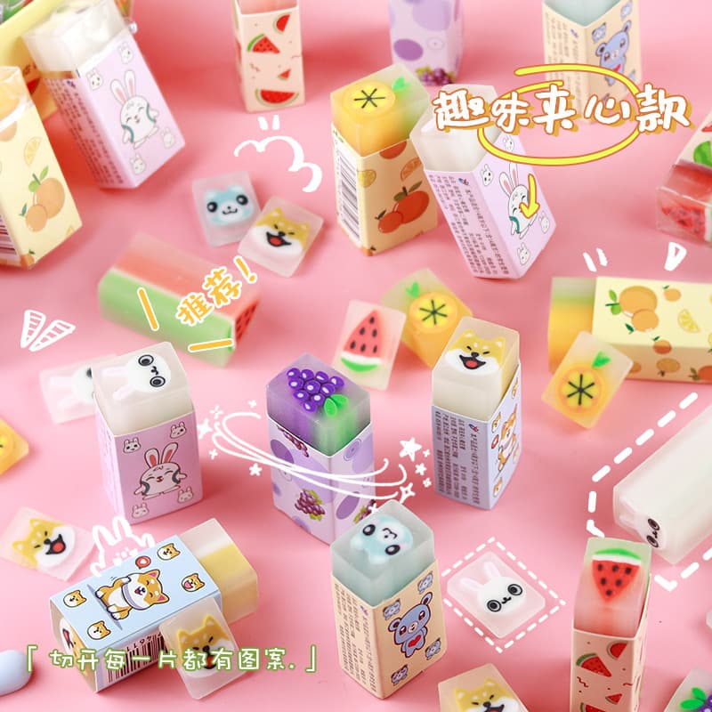 Creative Cartoon Scented Eraser Student Art Painting Fruit Sandwich Eraser Cute Pet Eraser Wholesale