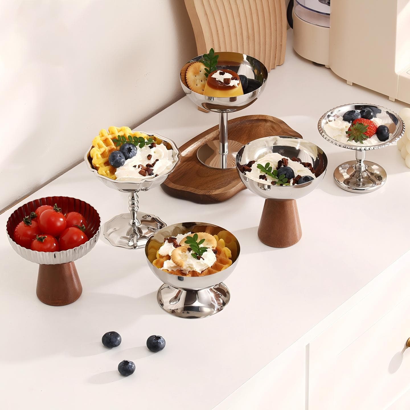 Cross-border Hot Selling 304 Stainless Steel Ice Cream Cup Dessert Bowl Tall and Short Yogurt Bowl Pudding Cup