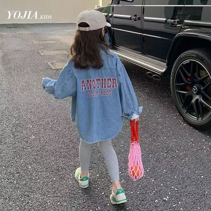 Fashionable Girls' Coat Spring/Autumn 2025 New Korean-style Children's Denim Shirt Baby Long-sleeve Shirt
