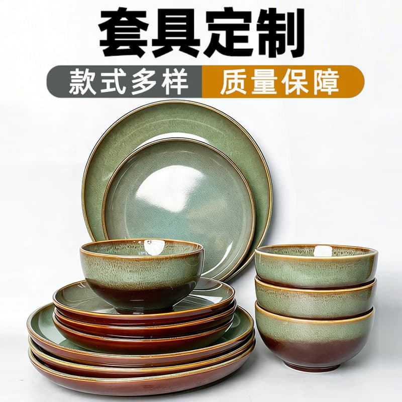 Ceramic Wholesale In-Stock Premium Light Luxury Bowl Set Plates Dinner Plates Ceramic Home Tableware Set Factory Direct