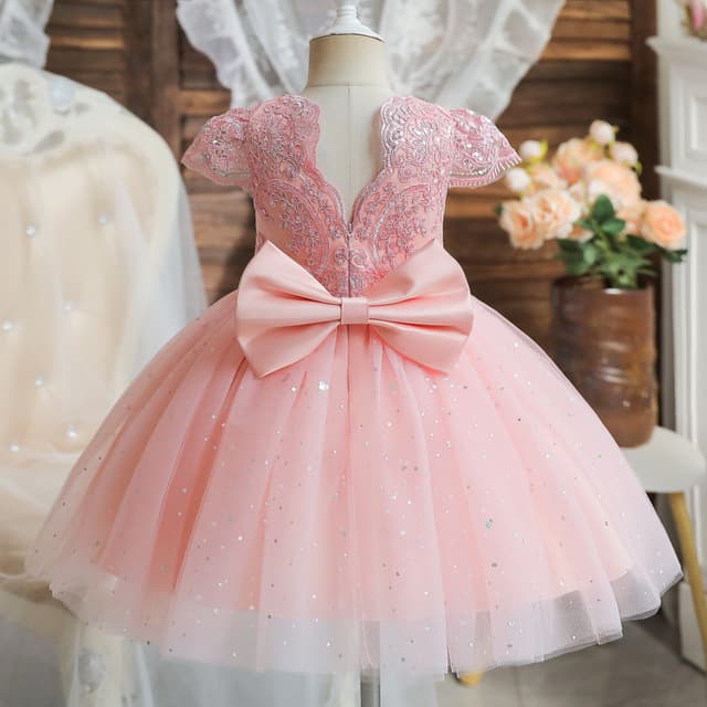 Cross-border baby girl first birthday dress, infant girl first week dress, host fluffy princess dress, flower girl