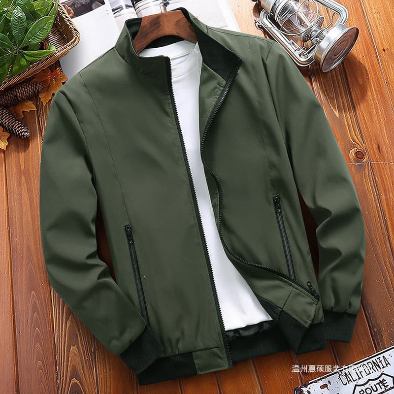 Spring and Autumn New Men's Jacket Stand Collar Color Large Size Casual Cross-Border Jacket Men's Fit Other Brands Wear-Resistant