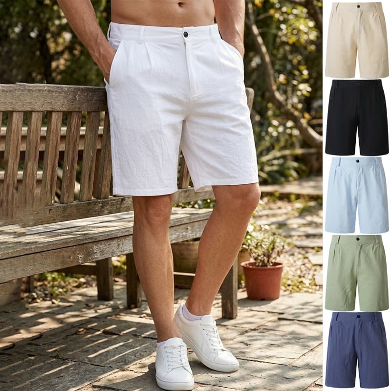 2026 summer new style European and American cross-border hot-selling solid color casual men's shorts button-down simple casual pants
