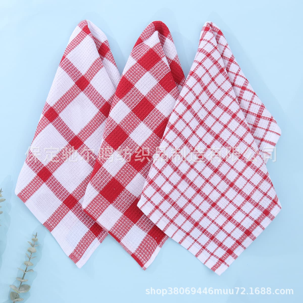 Barcode Labeling Service Available, Waffle Weave Color-Woven Tea Towel, Kitchen Cleaning Cloth