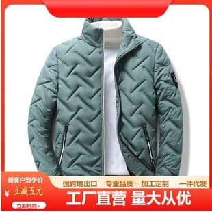 Cross-border Autumn/Winter Cotton Jacket for Men 2023 Down-Insulated Puffer Coat Stand Collar Trendy Brand Lightweight Warm Top Wholesale