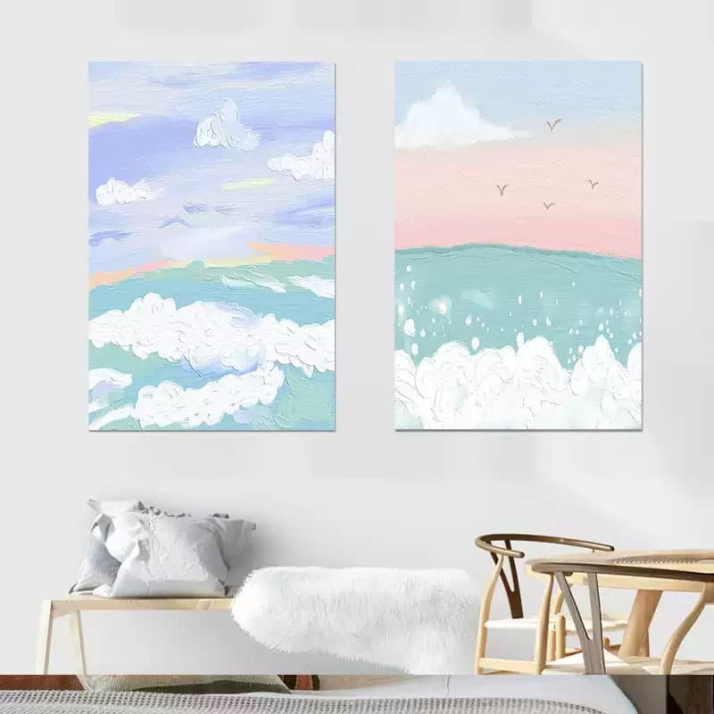 Sun, moon and stars wall stickers bedroom decoration core poster cream style modern minimalist mural canvas canvas decoration spray