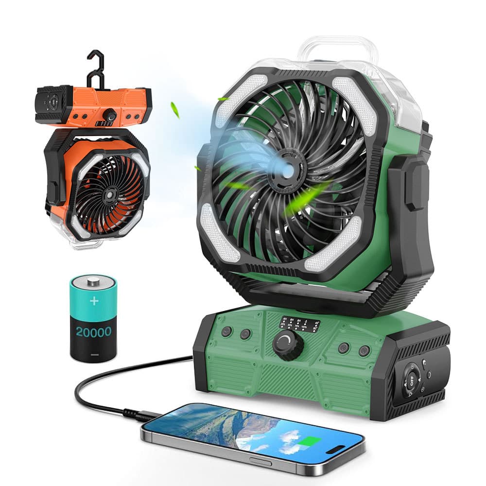 New cross-border outdoor misting fan for camping tents, USB electric fan, portable camping fan, lighting, fishing