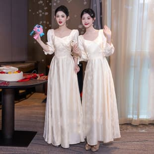 Bridesmaid Dress Champagne Light Luxury New Bride Wedding Sister Group Gown Fashion Annual Meeting Wearable Daily Summer