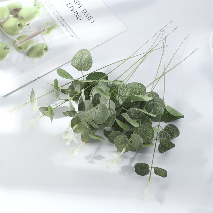 Simulated Single Eucalyptus Plant Green Plant Decoration Gift Box Garland Decoration Accessories Flower Arrangement Photography Props Money Leaf