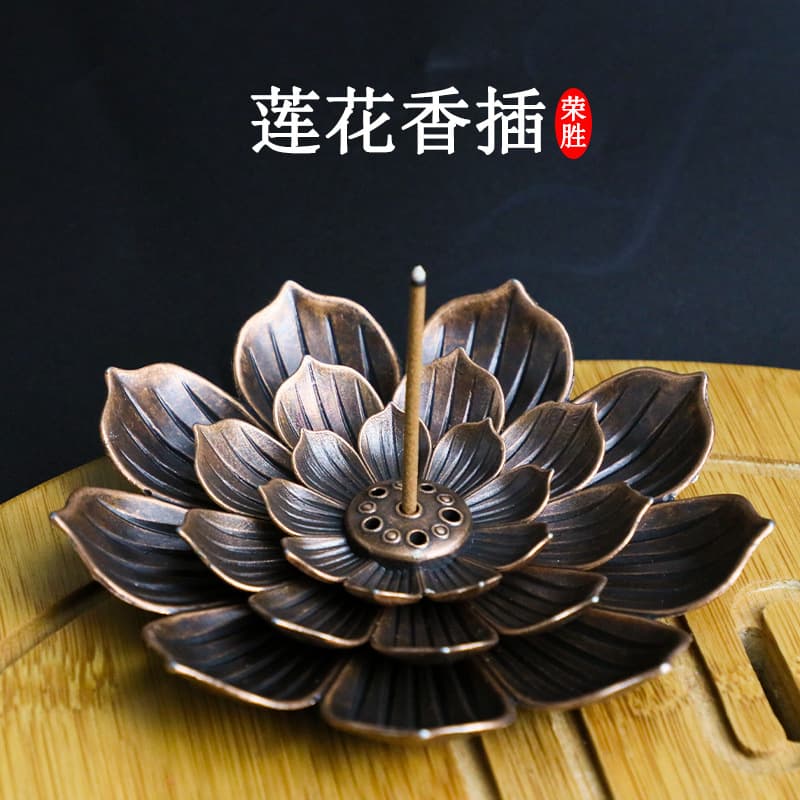 Alloy Lotus Incense Holder Lotus Multi-Hole Stick Incense Burner Indoor Tea Ceremony Incense Plate Incense Tray Gourd Aromatherapy Burner