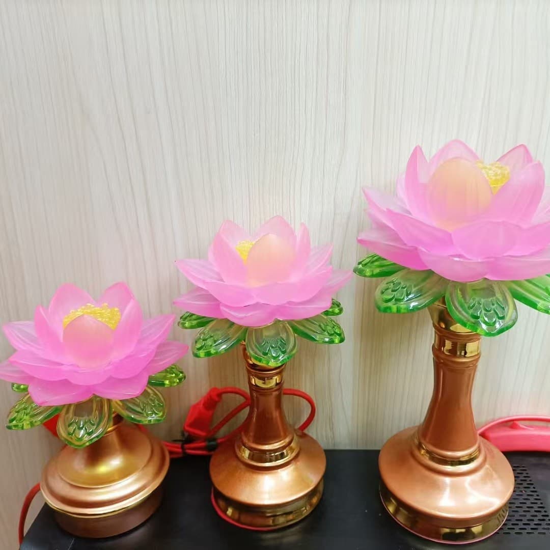 Glaze lotus lamp for Buddha lamp LED household lotus lamp plug-in colorful ever-bright lamp Guanyin Buddha lamp candlestick decoration