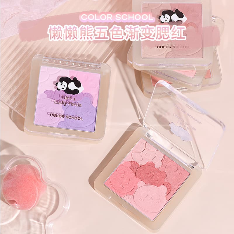 COLOR SCHOOL Tipsy Gradient Blush Pearlescent Matte Lazy Panda Five-Color Embossed Blush