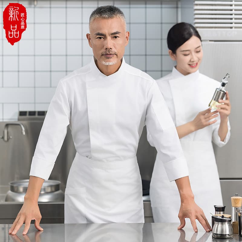 Chef work clothes for men and women in autumn and winter new baking and catering uniforms canteen large size work clothes Western food coffee chef uniforms