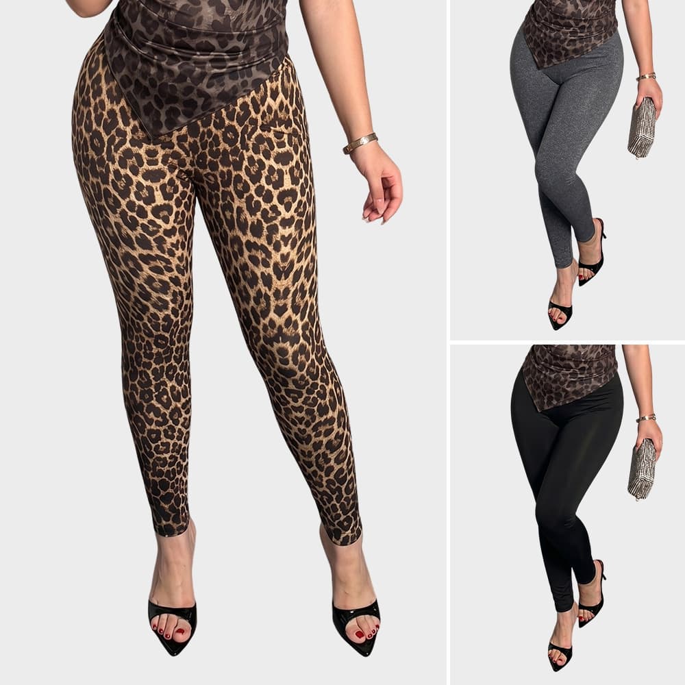 Cross-border Supply Plus Size Leopard Print High-Waist Shapewear Leggings Women's Summer Thin Breathable Slim Fit Sports Pants