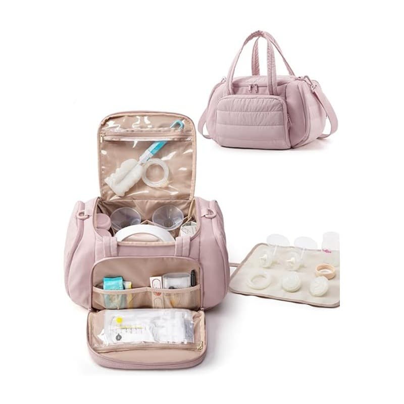 Hot-Selling Quilted Breast Pump Storage Bag with Cooling Compartment Mom Bag Outing Bottle Bag Handbag Milk Storage Cooler Box