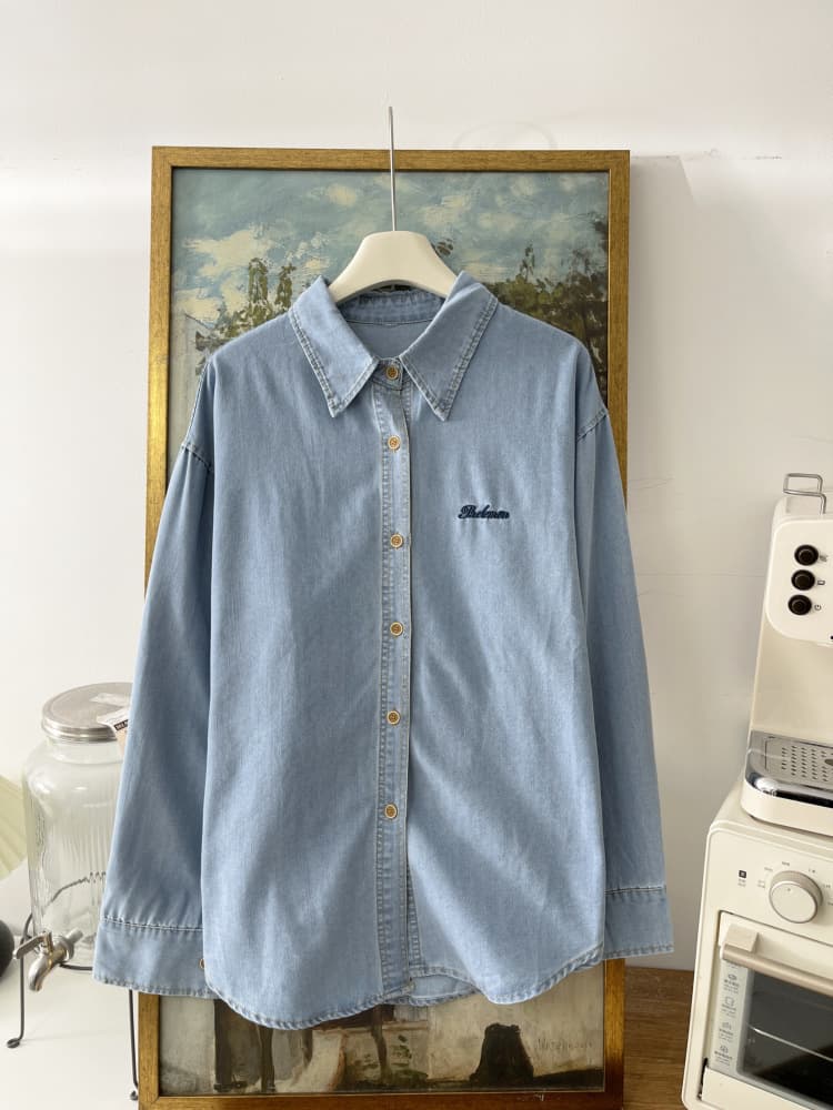 French Vintage Denim Shirt for Women 2025 Spring New Design Sense Loose Fit Slimming Casual Top 5435