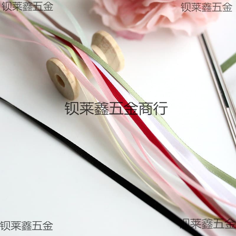3mm high-quality colored double-sided satin ribbon, silk ribbon, rose material, DIY handmade doll clothes lace trimmings