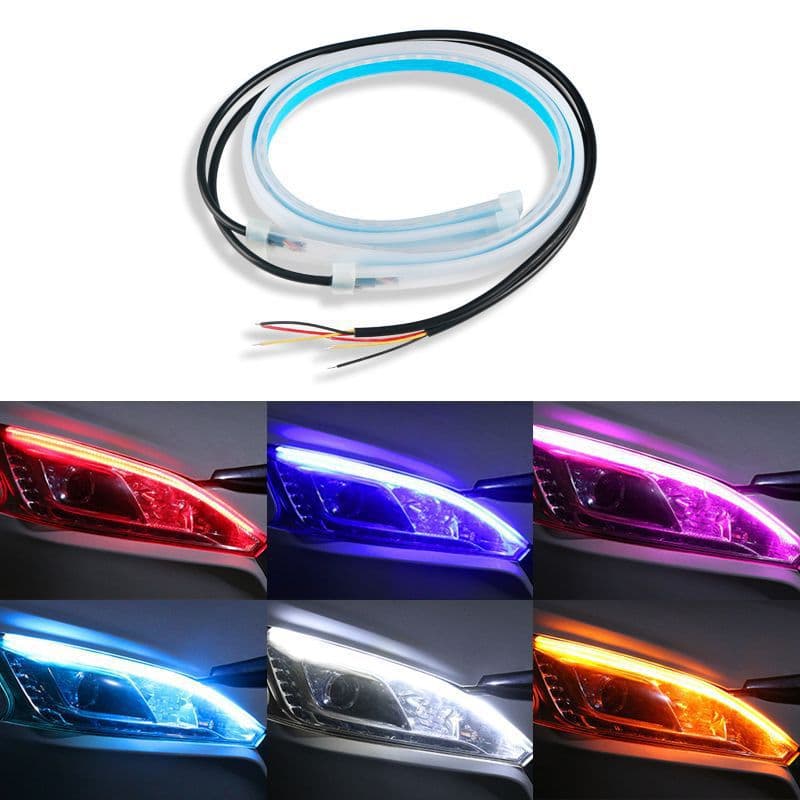 Car LED Ultra-Thin Daytime Running Light Strip with Start Scan Dual-Color Flowing Turn Signal Decorative Light Bar