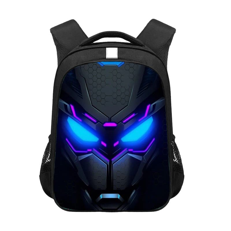Cross-border cyberpunk reflective strips black schoolbag cartoon backpack large capacity burden-reducing primary school schoolbag wholesale