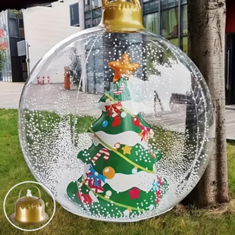 Cross-border new Christmas decorations festive outdoor courtyard layout cartoon transparent PVC inflatable Christmas balls