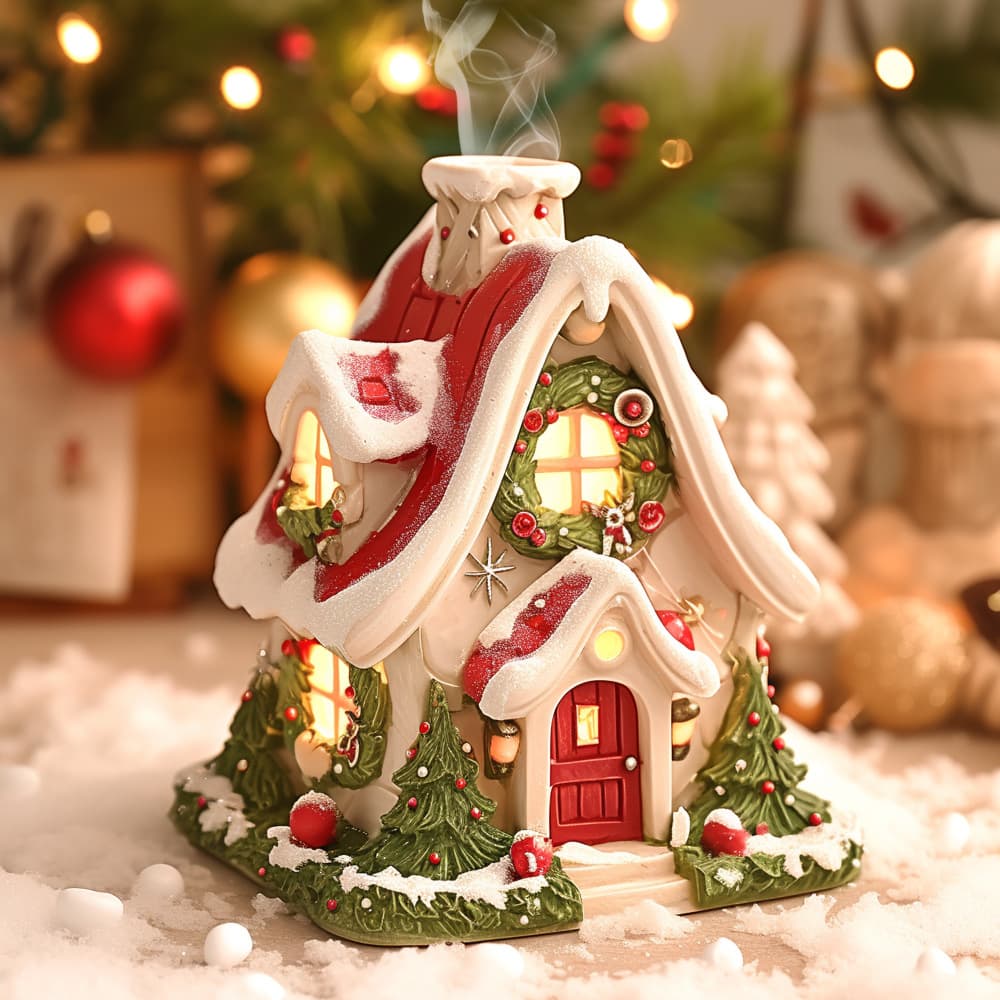 Cross-border Hot-selling Christmas Snow House Resin Ornament Home Desktop Aromatherapy Burner Holiday Atmosphere Decoration Gift