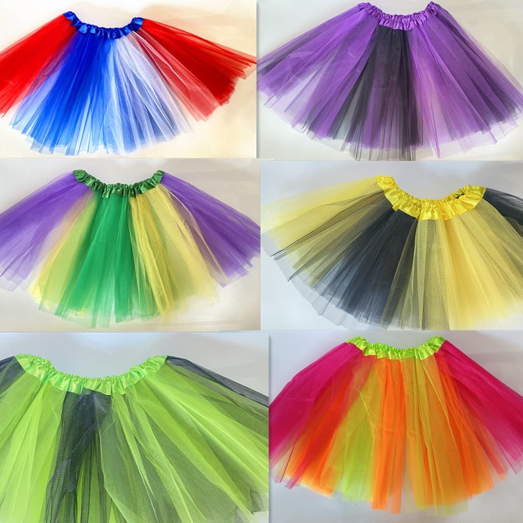 Children's dance half mesh skirt, color-block dance skirt, girls' performance and practice wear, versatile puff princess skirt.